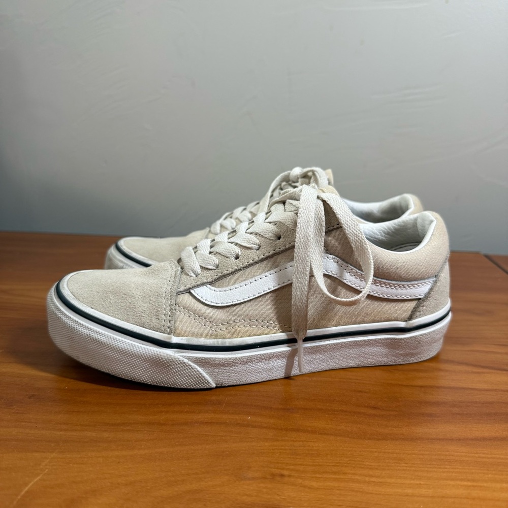 Vans Old Skool Suede Leather‎ Sneaker Skate Shoe Cream Tan Neutral W5 Low Top